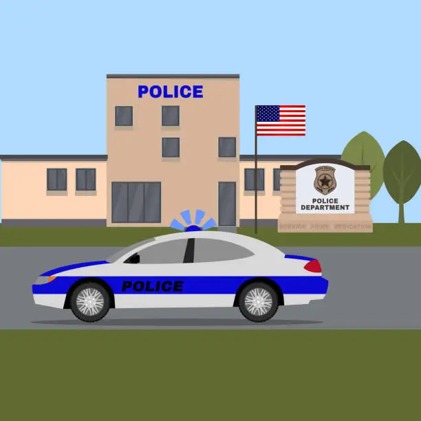 Vector illustration of Police station image