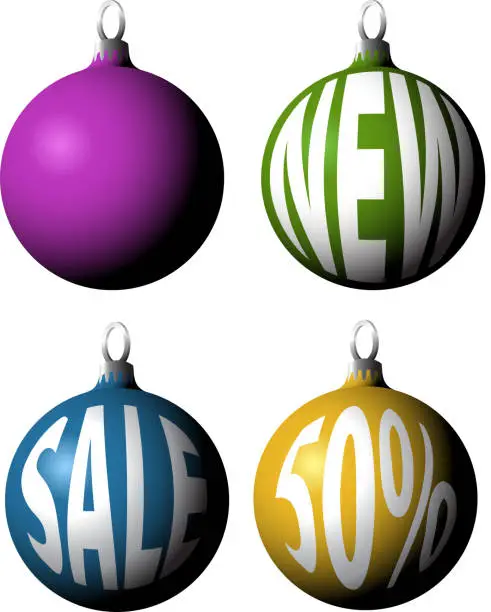 Vector illustration of Set of Christmas bulbs