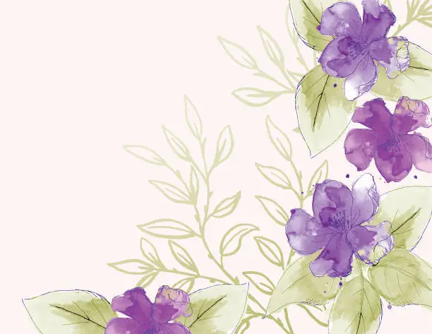 Vector illustration of Feminine Watercolor Flowers Background