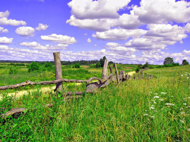 istock old fence on field near roads 897536264