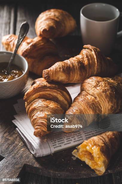 Delicious Croissants For Breakfast Stock Photo - Download Image Now - Croissant, Breakfast, France