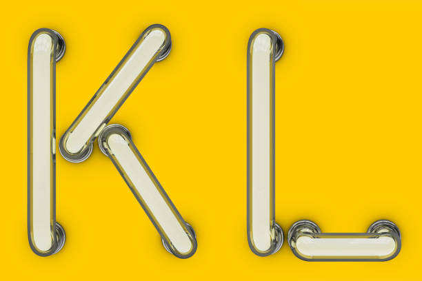 istock Neon tube letter on yellow background. 3D 897560850