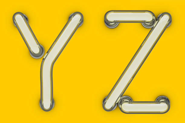 istock Neon tube letter on yellow background. 3D 897560852