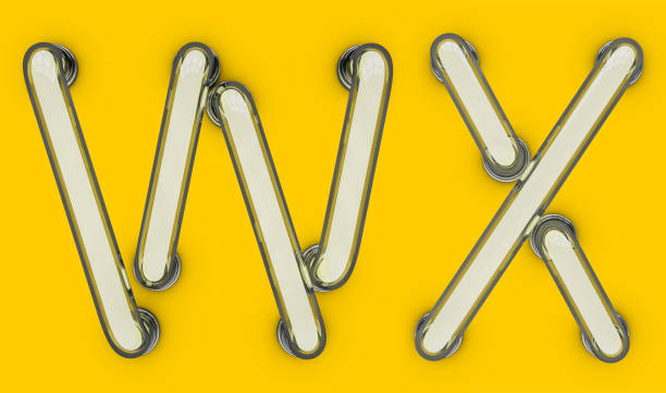 istock Neon tube letter on yellow background. 3D 897560854