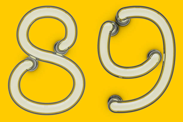 istock Neon tube number on yellow background. 3D 897560880