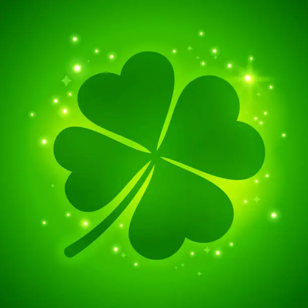 Vector illustration of Shamrock Four Leaf Luck Clover