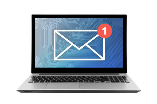istock New email graphic on laptop isolated on white background 897565066