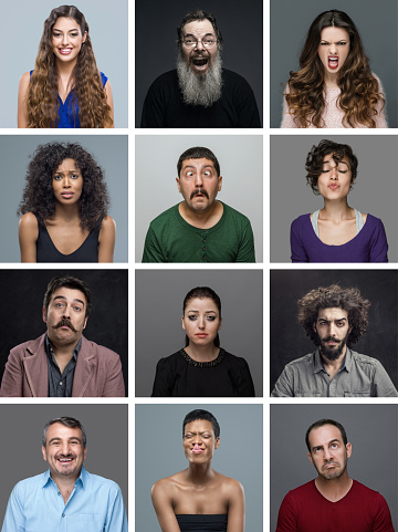 Grupo De Personas Haciendo Diferentes Expresiones Faciales Foto de stock y  más banco de imágenes de Cara humana - iStock