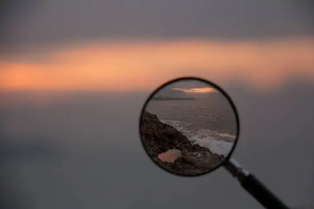 sunset, Magnifying Glass, Eye, Commercial Sign, Human Eye,