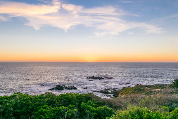 viendo la puesta de sol punto lobos estado reserva natural big sur, carmel highlands, condado de monterey, california, usa - point lobos state reserve big sur california beach fotografías e imágenes de stock