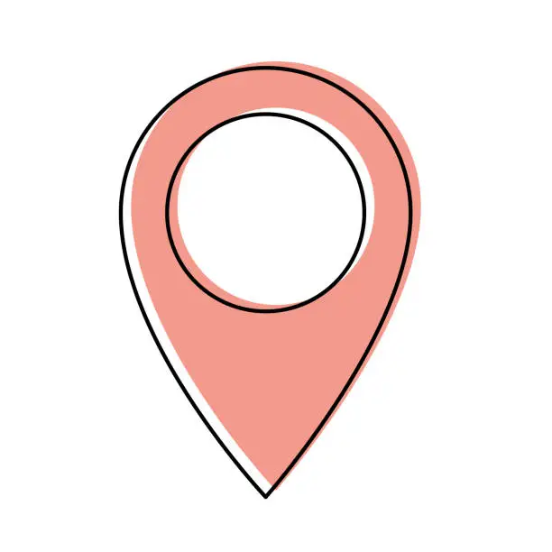 Vector illustration of map pointer flat icon in watercolor silhouette