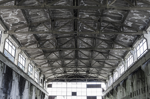 Interior of an abandoned production hall in Romania