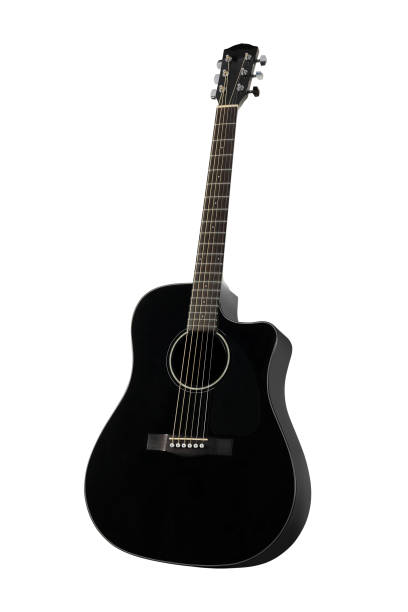 istock Musical instrument - Black acoustic guitar. Isolated 897599116