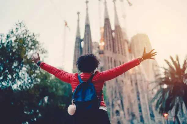 Photo of Girl enjoying Sagrada Familia,Barcelona