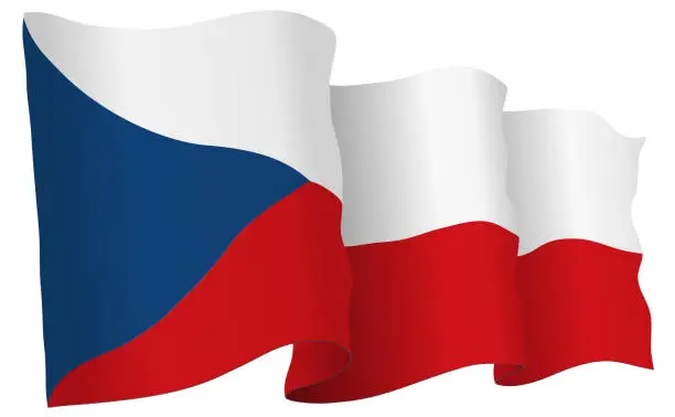 Vector illustration of Czech Republic Flag Waving Vector Illustration