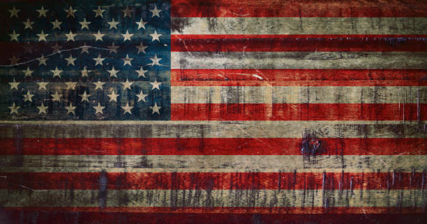 istock Flag of USA, painted on a wood plank 897620076