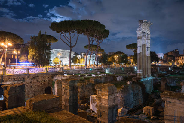 istock Nightly view opon the Roman Forum in Rome 897631334