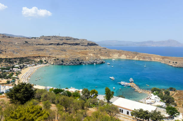 istock Beautiful Lindos Beach in Rhodes, Greece 897646464