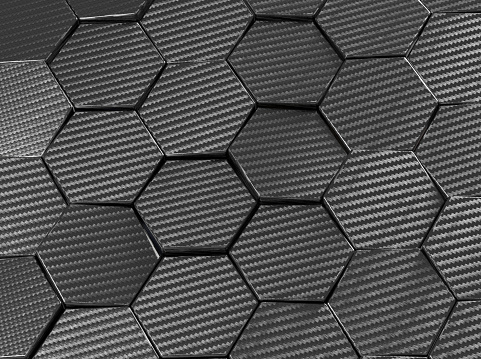 Carbon fiber hexagon abstract background 3D Illustration