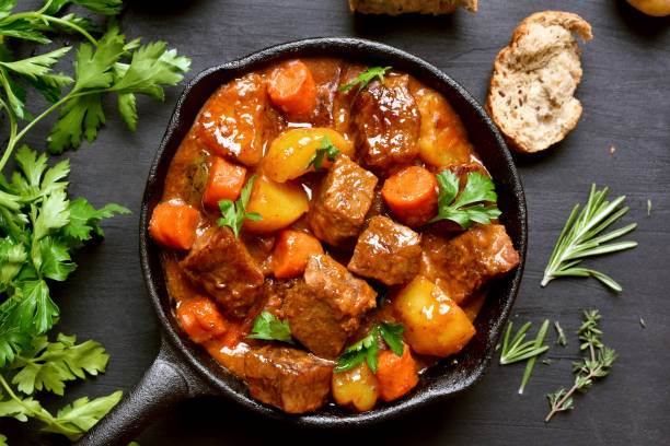istock Stewed beef with potatoes and carrots 897694726