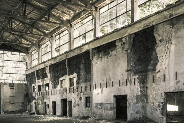 istock Interior of an abandoned production hall in Romania 897703364