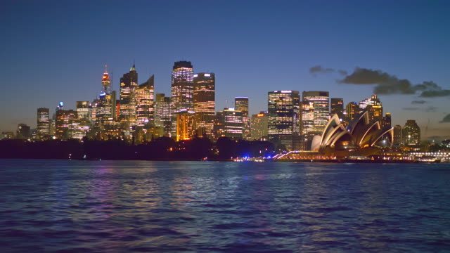 Travelling on ferry in Sydney at dusk