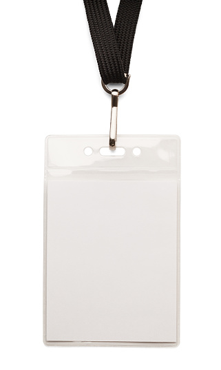 Blank security badge with band isolated on white background.