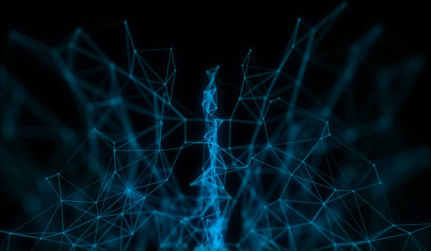 istock Electric plexus modern cold blue futuristic virtual technology background, Telecomunications concept, Network net digitally generated image. 897713304