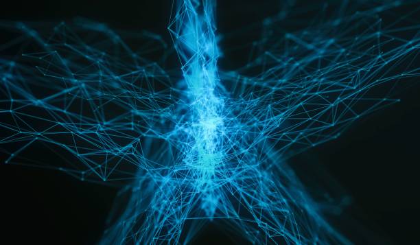 istock Electric plexus modern cold blue futuristic virtual technology background, Telecomunications concept, Network net digitally generated image. 897713652