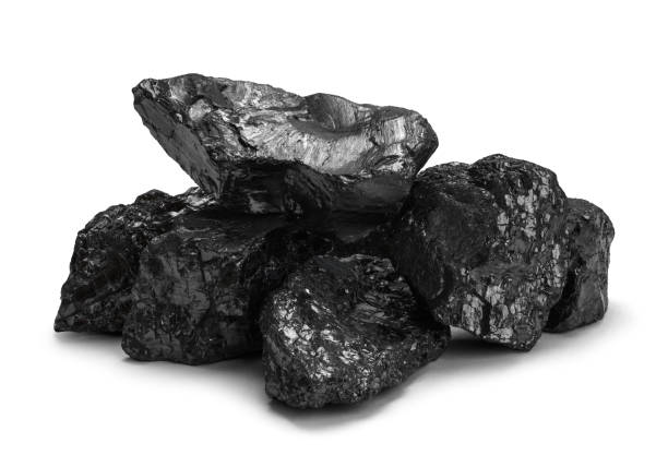 Small Coal Pile Small Pile of Black Coal Rock Isolated on White Background. nuggets heat stock pictures, royalty-free photos & images
