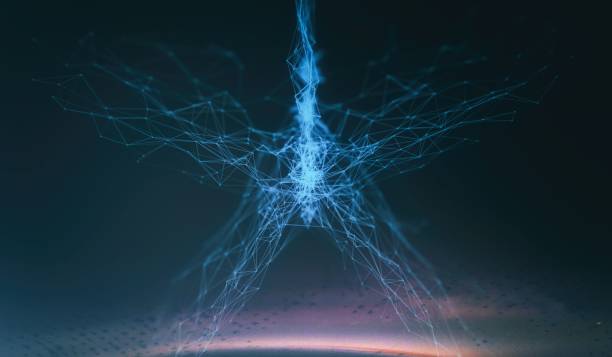 istock Electric plexus modern cold blue futuristic virtual technology background, Telecomunications concept, Network net digitally generated image. 897713696