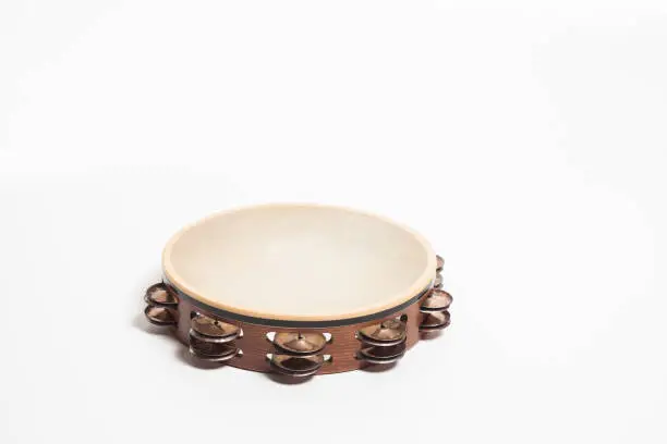 Tambourine on white background