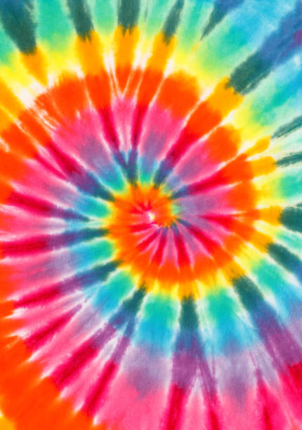 Tie Dye Rainbow Color Spiral Fabric Isolated on White Background. hippie photos stock pictures, royalty-free photos & images