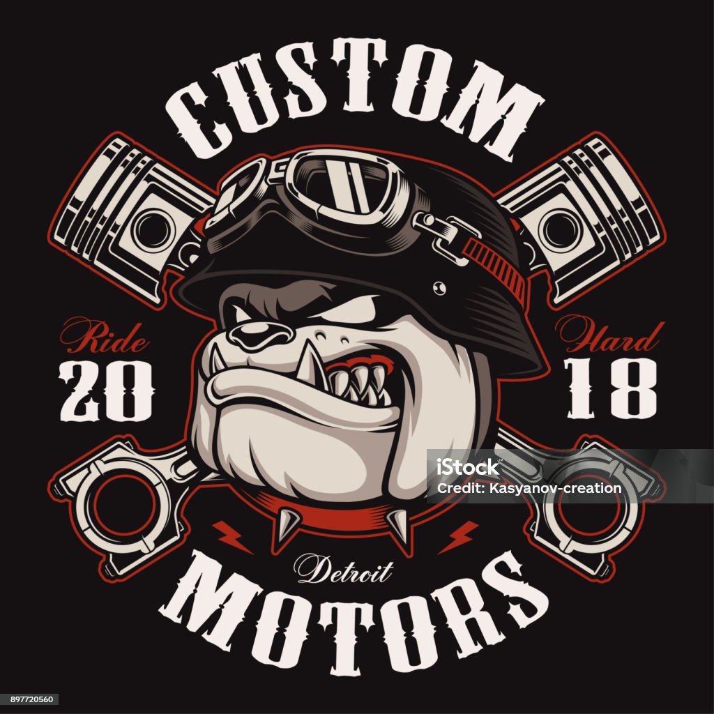 Bulldog Biker Tshirt Design Stock Illustration - Download Image Now - Dog, T-Shirt, Biker - iStock