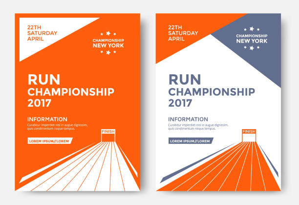 illustrations, cliparts, dessins animés et icônes de affiche de la course du championnat - marathon running jogging competition