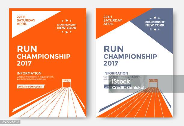 Run Championship Poster Stock Illustration - Download Image Now - Marathon, Track And Field, Poster