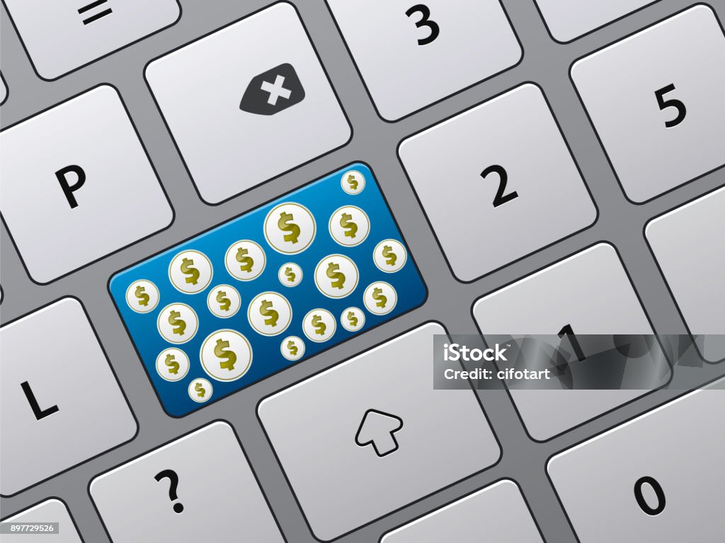 Monay Button Money Button On Laptop Keyboard Stock Illustration - Download Image Now ...