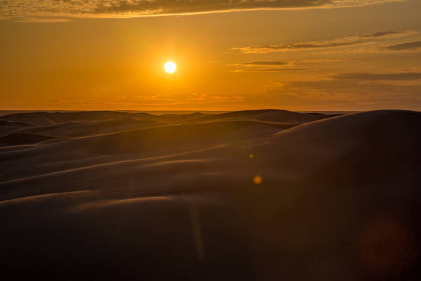 istock Beautiful sunset in sand dunes over barkhan desert in Kazakhstan 897743350