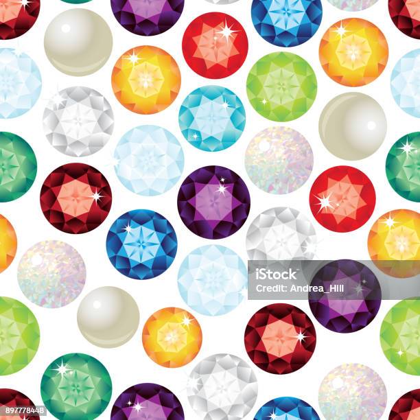 Gemstone Seamless Pattern Vector Illustration Stock Illustration - Download Image Now - Onyx, Cubic Zirconia - Gemstone, Stone - Object