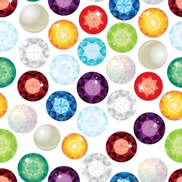 Vector illustration of Gemstone Seamless Pattern. Vector Illustration.