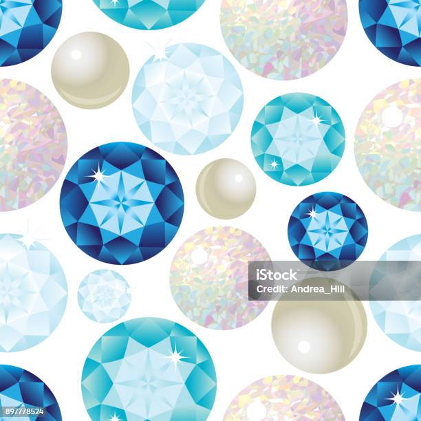 Gemstone Seamless Pattern Vector Illustration Stock Illustration - Download Image Now - Circle, Diamond - Gemstone, Vector