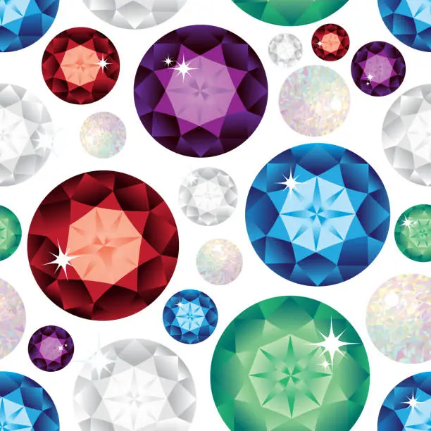 Vector illustration of Gemstone Seamless Pattern. Vector Illustration.