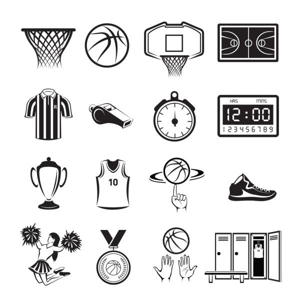 ilustrações de stock, clip art, desenhos animados e ícones de basketball icon - sports team locker room