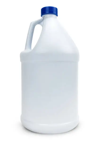 White empty plastic bottle on white background.