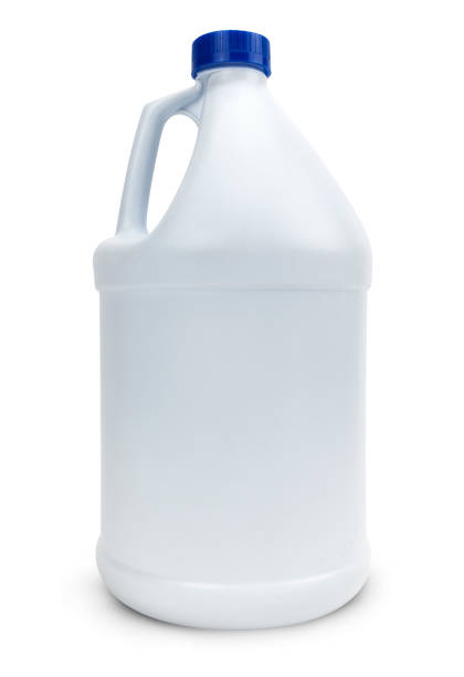 garrafa de plástico em branco branca isolada no branco - galão - fotografias e filmes do acervo