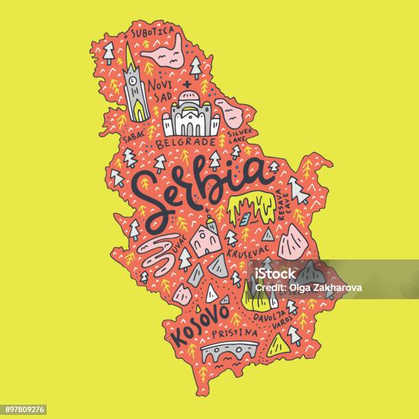 Cartoon Serbia Map Stock Illustration - Download Image Now - Architecture, Art, Cartoon