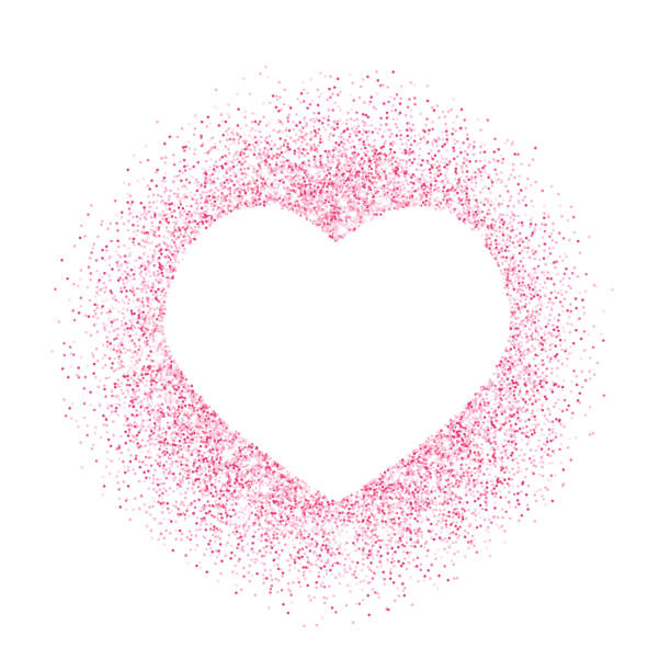 illustrazioni stock, clip art, cartoni animati e icone di tendenza di cornice cuore glitter rosa, bordo. polvere vettoriale isolata su bianco - heart shape exploding pink love