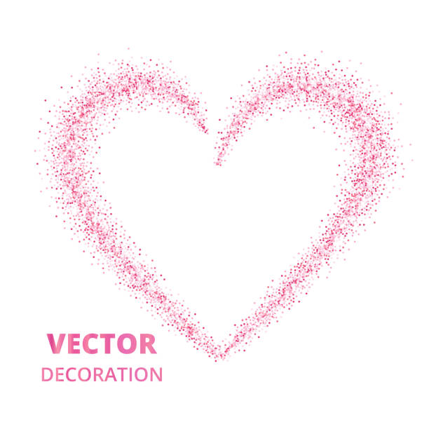 illustrazioni stock, clip art, cartoni animati e icone di tendenza di cornice cuore glitter rosa, bordo. polvere vettoriale isolata su bianco - heart shape exploding pink love