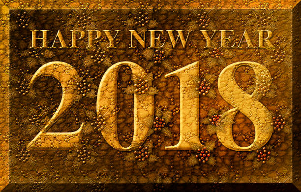 istock Happy New Year 2018 Holly Gold Leaf 897829720