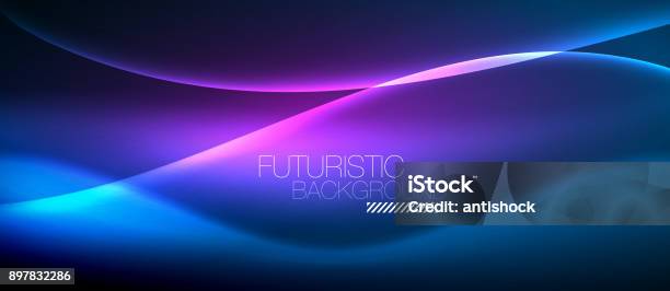 Neon Glowing Wave Magic Energy And Light Motion Background Stock Illustration - Download Image Now